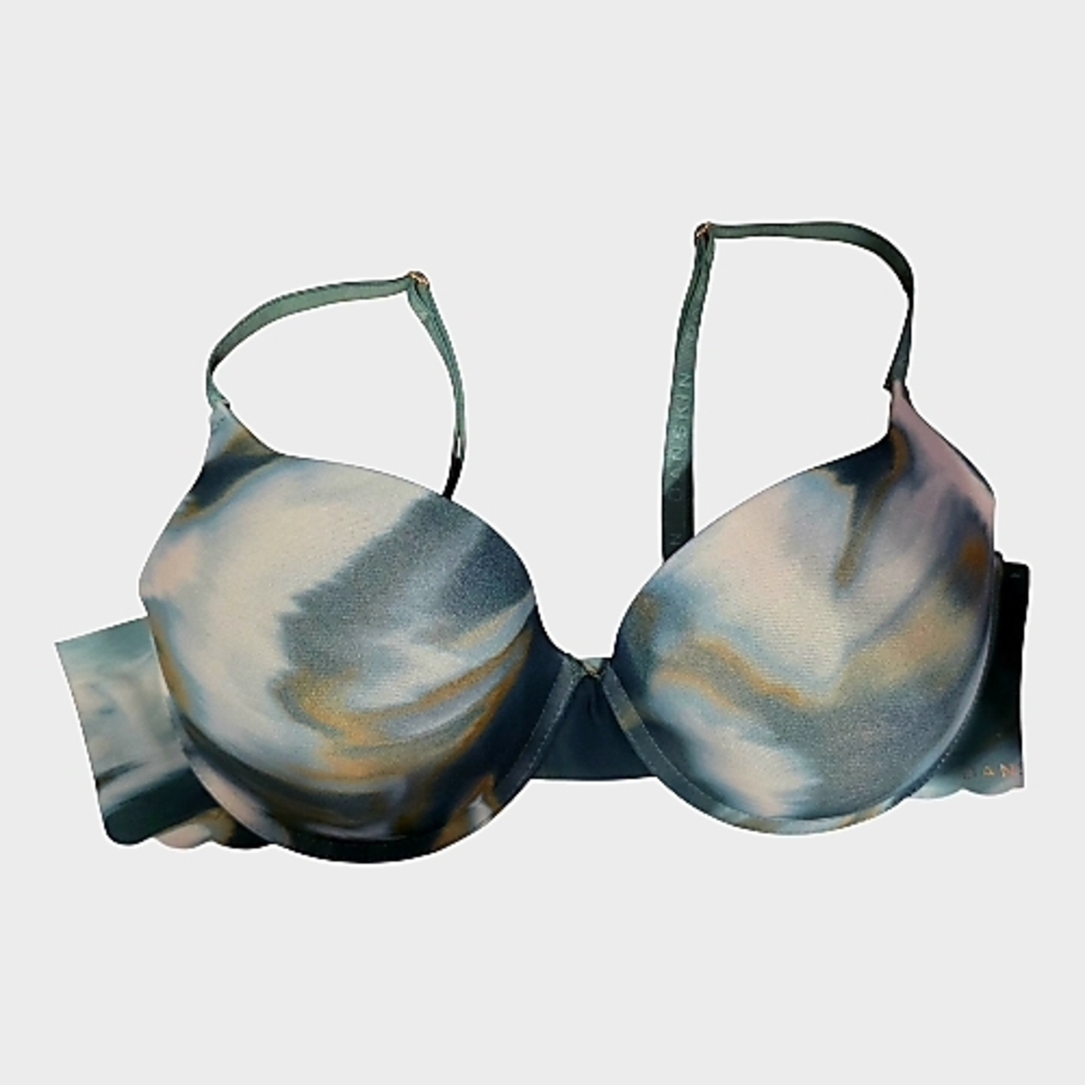 Danskin Teal Marble Print Molded Bra, 38C